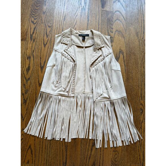 Y2k Fringe Vest Faux Suede Western Rodeo Cowgirl Boho Hippie Concert Festival - Picture 8 of 10
